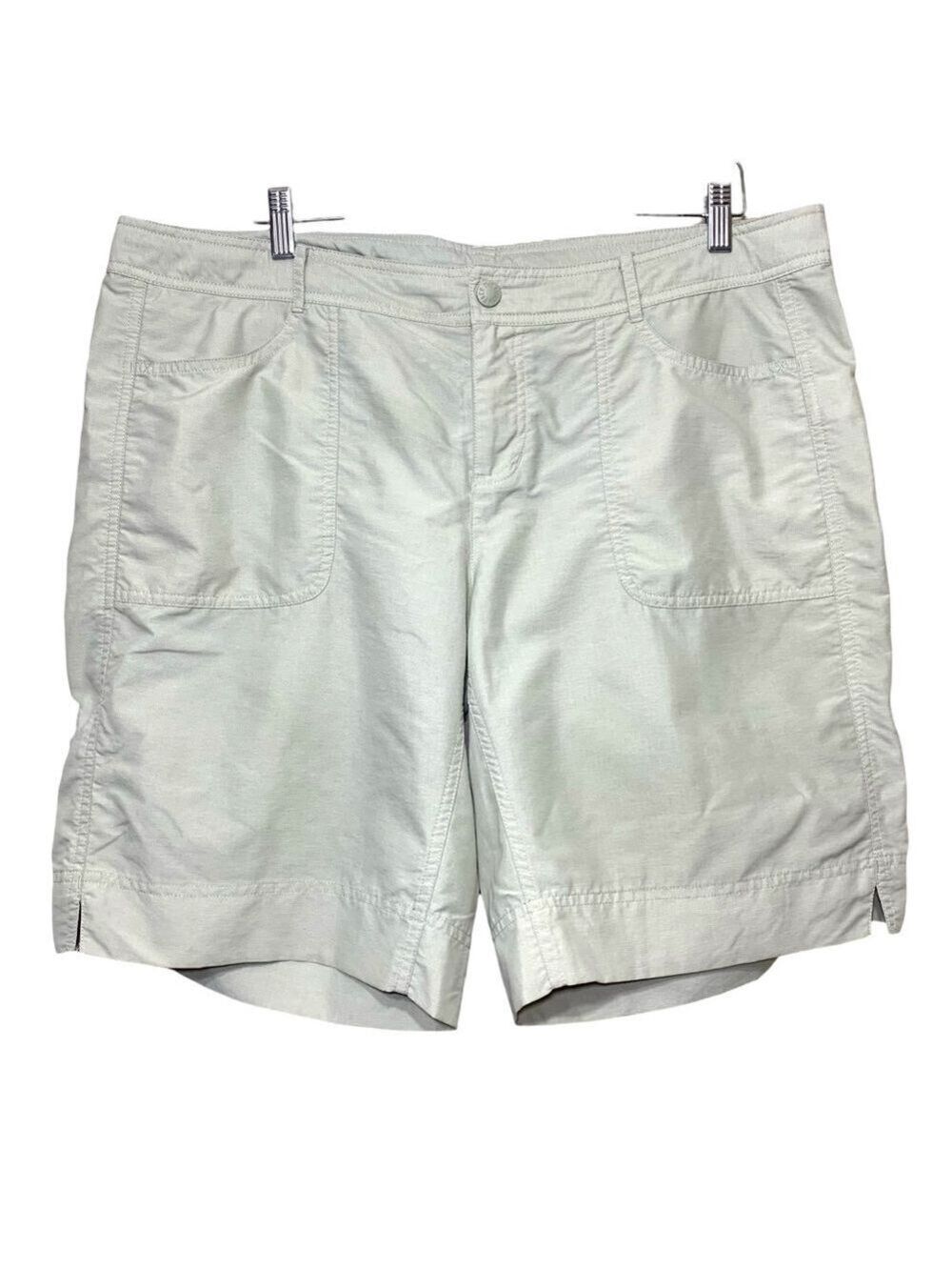 The North Face Hiking Nylon Shorts Womens Sz 16 Tan Roll Tab Bermuda Pockets